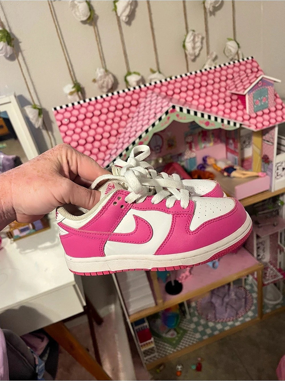 Nike Dunk Low Toddler Pink & White Sneakers size 11.5